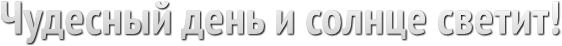 Чудесный день и солнце светит!